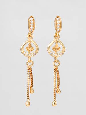 gold-plated ad stone drop earrings with chain 1
