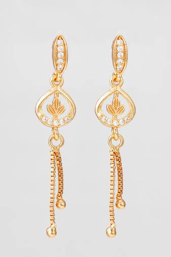 gold-plated ad stone drop earrings with chain