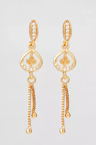 gold-plated ad stone drop earrings with chain