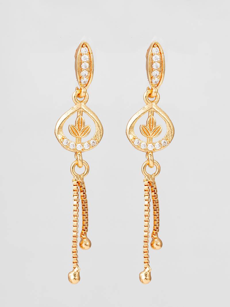 gold-plated ad stone drop earrings with chain
