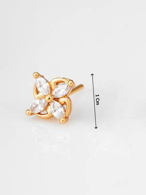 floral american diamond gold stud earrings 3