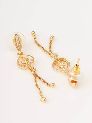 gold-plated ad stone drop earrings with chain 2