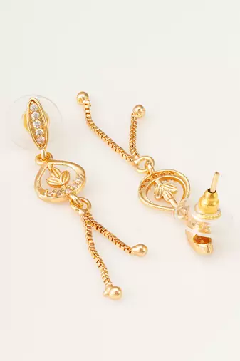 gold-plated ad stone drop earrings with chain