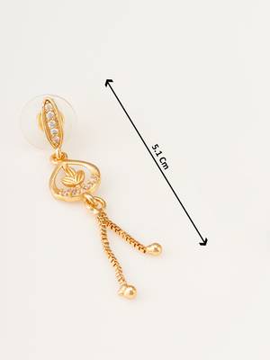 gold-plated ad stone drop earrings with chain 3