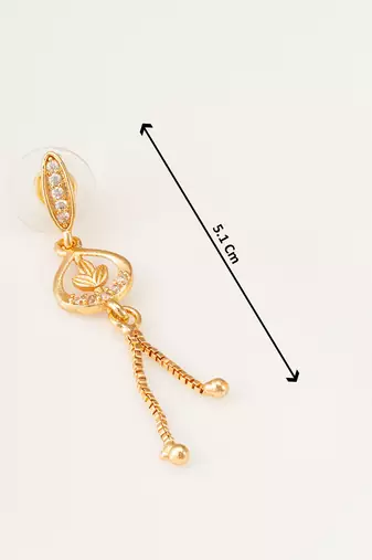 gold-plated ad stone drop earrings with chain