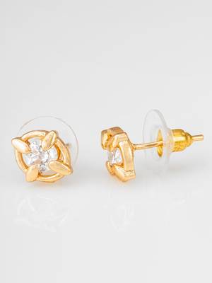 gold-plated circular swirl stud earrings with ad stone 2