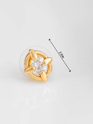 gold-plated circular swirl stud earrings with ad stone 3