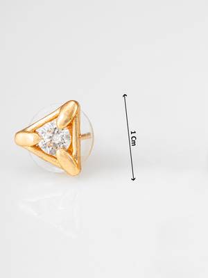 gold-plated triangular frame stud earrings with ad stone 3