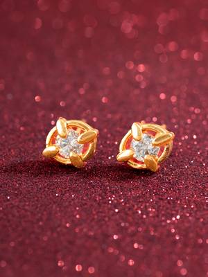 gold-plated circular swirl stud earrings with ad stone 4
