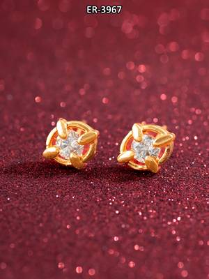 gold-plated circular swirl stud earrings with ad stone 5