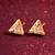 gold-plated triangular frame stud earrings with ad stone