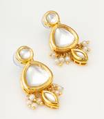 gold-plated kundan stud drop earrings