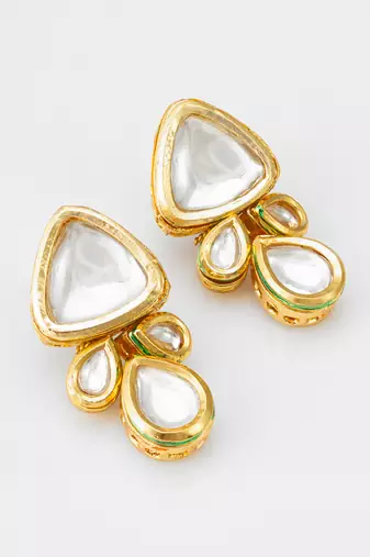 gold-toned kundan stud earrings