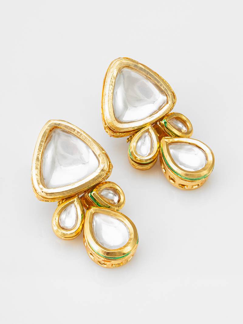 gold-toned kundan stud earrings