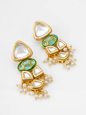 gold-toned kundan earrings with meenakari and pearl drops 1