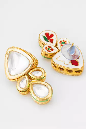 gold-toned kundan stud earrings