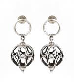 oxidized silver filigree globe drop earrings