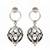 oxidized silver filigree globe drop earrings