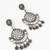 oxidized silver chandbali earrings with leaf charm drops