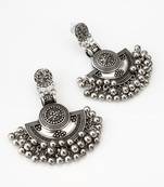 oxidized silver chandbali earrings with ghungroo drops