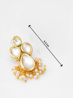 gold-plated kundan earrings with pearl cluster drops 3
