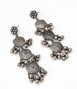 oxidized silver long dangler earrings and ghungroo drops