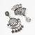 oxidized silver chandbali earrings with leaf charm drops