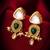 gold-plated kundan and green stone earrings with pearl and kundan drops