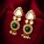 gold-toned kundan and green stone earrings with pearl drops