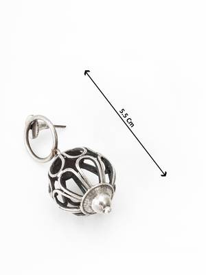 oxidized silver filigree globe drop earrings 3