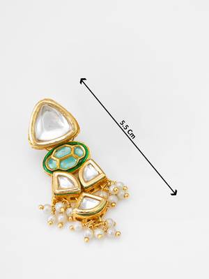 gold-toned kundan earrings with meenakari and pearl drops 3