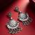 oxidized silver chandbali earrings with leaf charm drops
