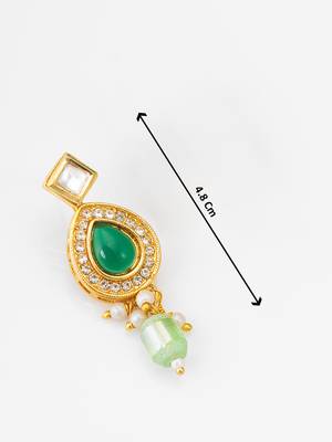 gold-plated ad stone earrings with crystal halo and bead drops 3