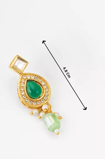 gold-plated ad stone earrings with crystal halo and bead drops