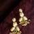 gold-plated kundan earrings with green stone and pearl drops