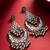 oxidized silver chandbali earrings with floral and ghungroo drops