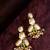 gold-plated kundan earrings with green stone and pearl drops