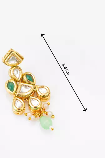 gold-plated kundan earrings with stones and drop