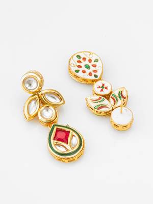 gold-plated kundan dangle earrings with drop 2