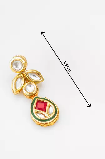 gold-plated kundan dangle earrings with drop