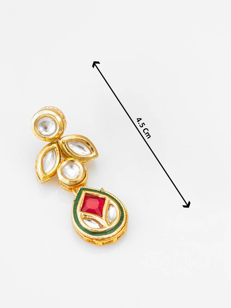 gold-plated kundan dangle earrings with drop