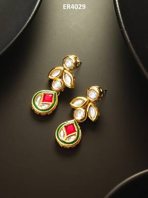 gold-plated kundan dangle earrings with drop 5