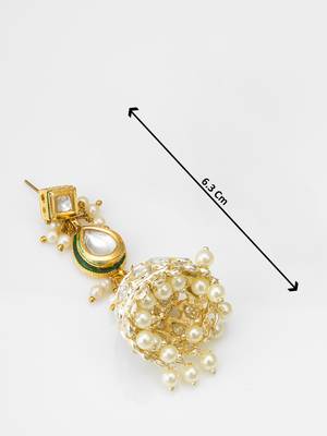 gold kundan jhumka earrings with kundan and pearl 3