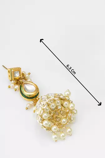 gold kundan jhumka earrings with kundan and pearl