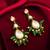 green kundan drop earrings with beads and pearl