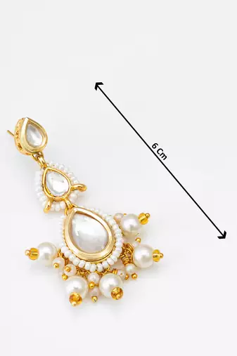white kundan drop earrings with pearl