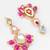 pink kundan drop earrings with beads and pearl