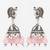 oxidized silver peacock jhumka earrings with rose pink jade-style beads and pearl clusters
