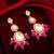 pink kundan drop earrings with beads and pearl
