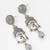 oxidized silver buddha face drop earrings with grey stone pendant